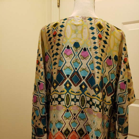 Chico's Abstract Print multi color Poncho - Picture 4 of 9